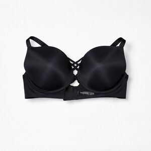 Torrid 40DD Plunge Black Strappy Push Up Bra